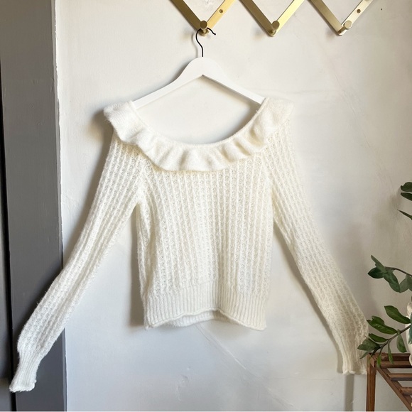 By Anthropologie Ruffled Boat Neck Sweater - Picture 8 of 13